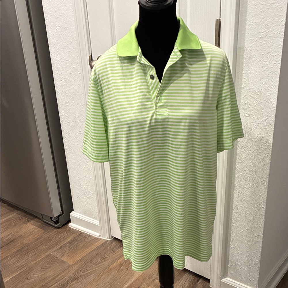 Izod Light Green Striped Polo Shirt